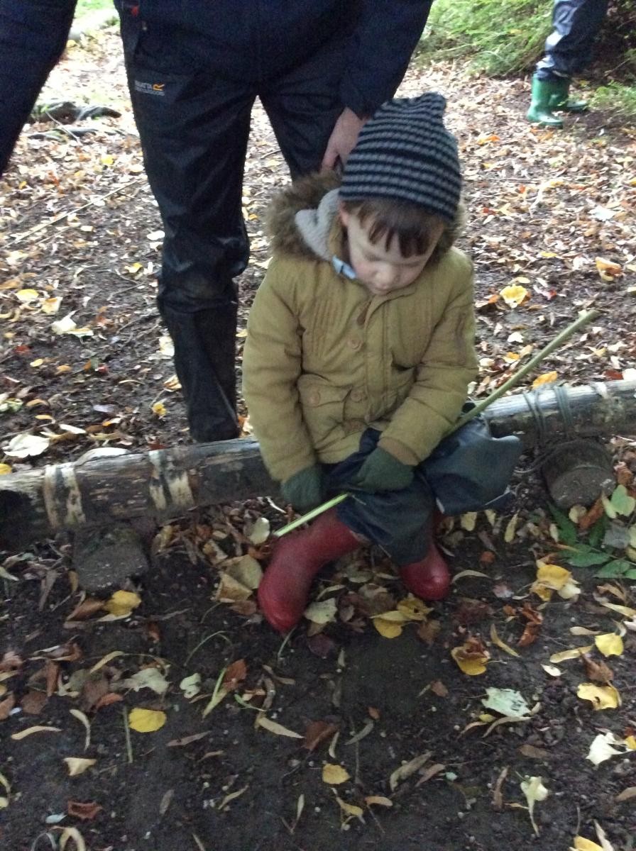 We learned how to use peelers safely to whittle a sharp end on the willow stick.