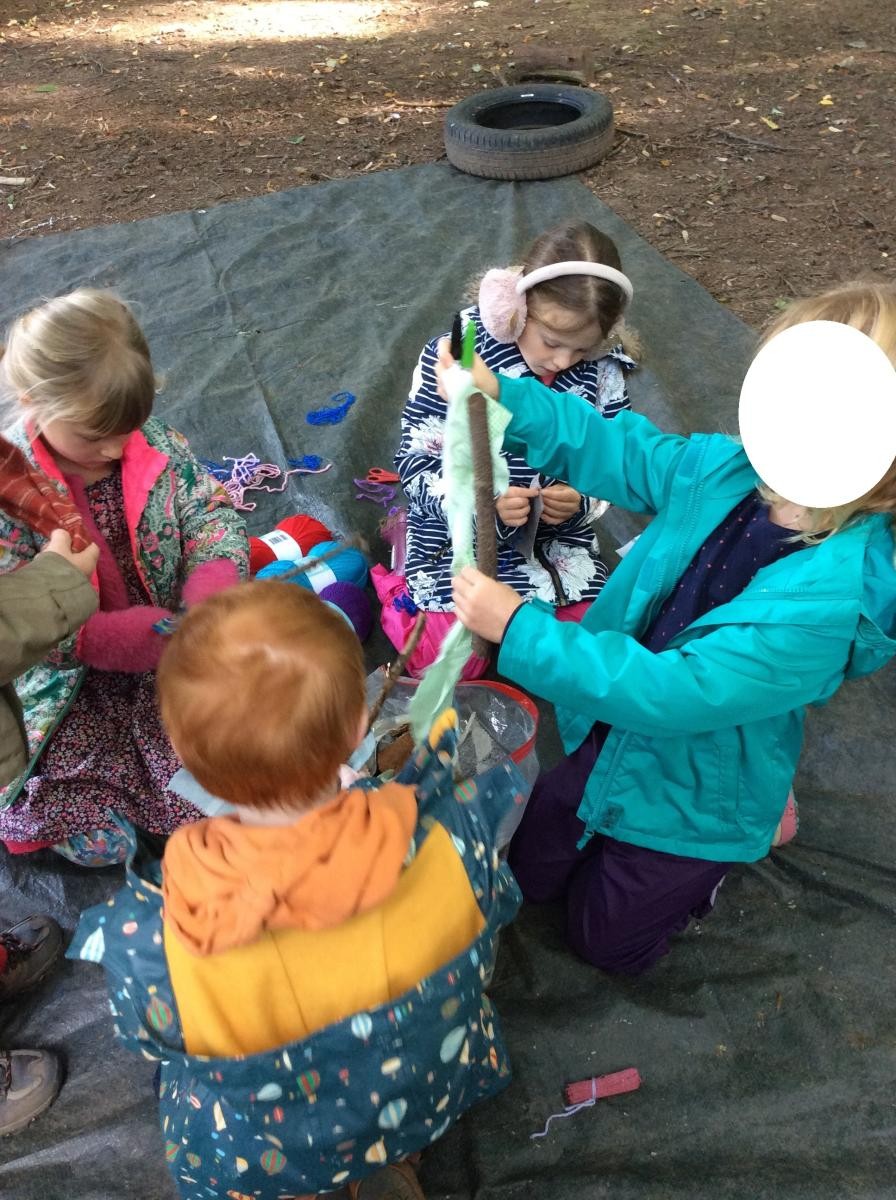 Some of us made Forest Friends out of sticks, fabric and yarn.