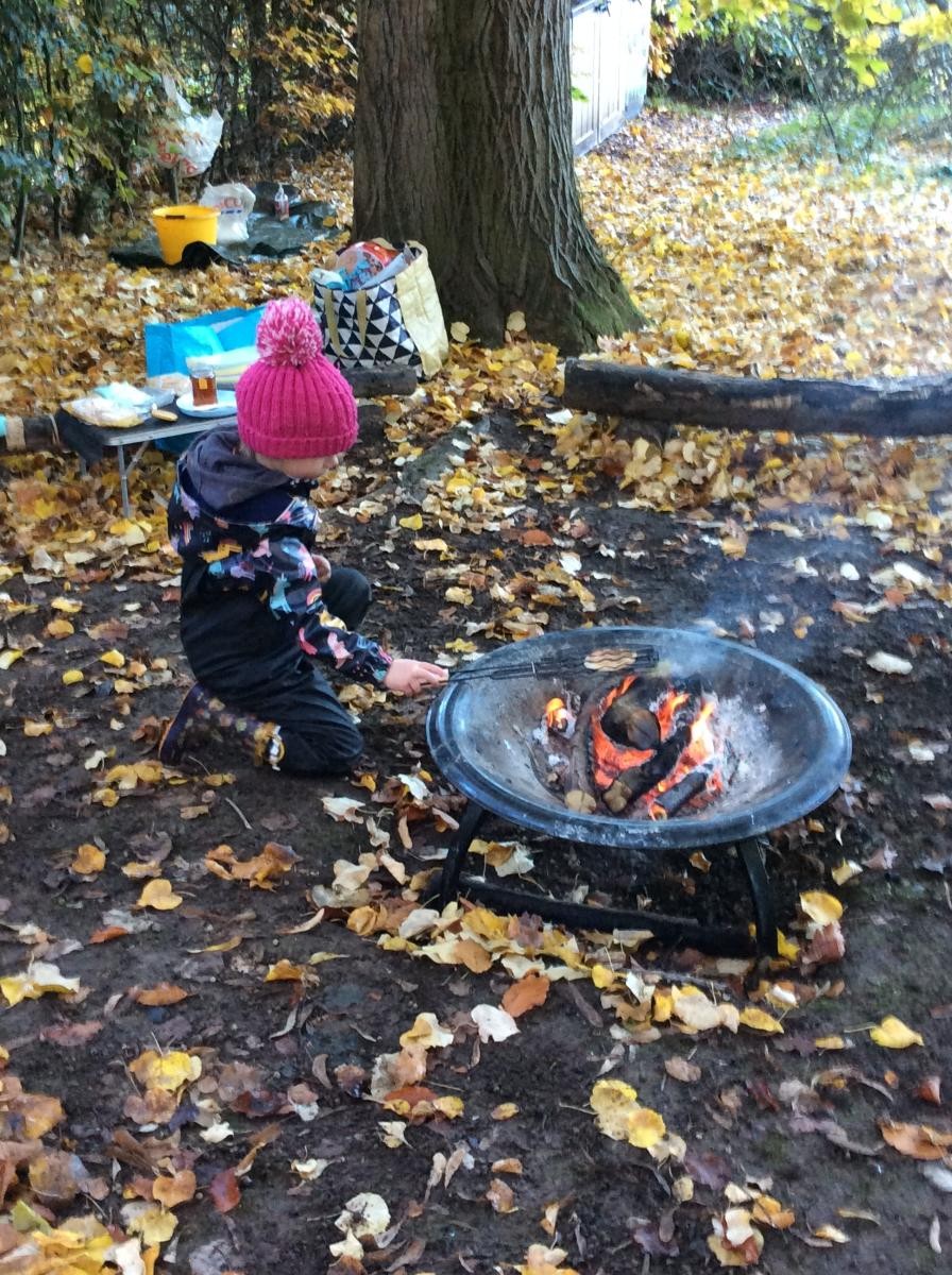 Friday 10th November. Class 1 toasted pancakes over the fire today.