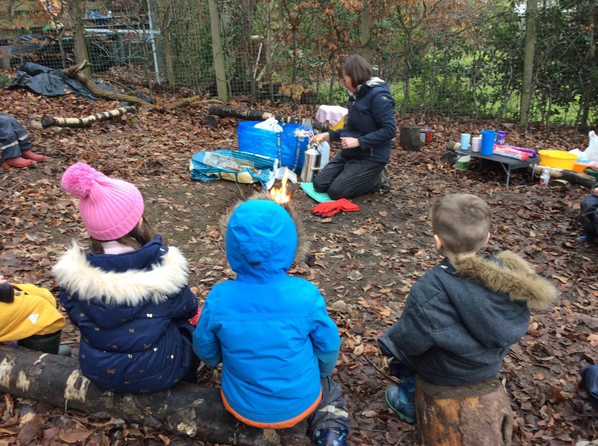 Then we used the Kelly kettle to boil some water.