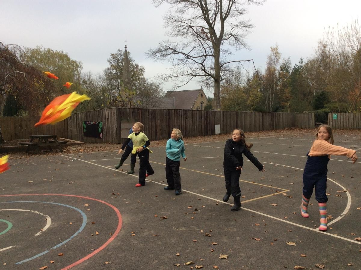 We had a conker comet throwing competition on the yard.
