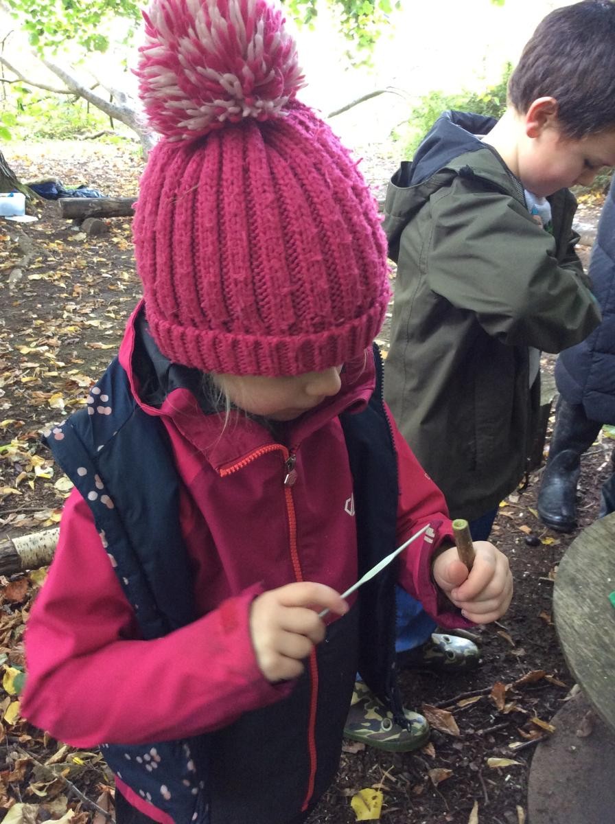 Then we used palm drills and crochet hooks to hollow out the elder sticks.