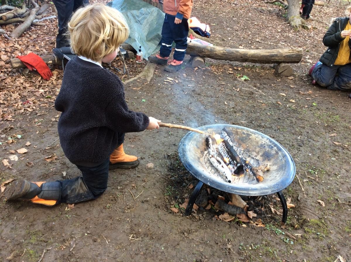 Year 3 and 4 toasted marshmallows on the fire and made s'mores.