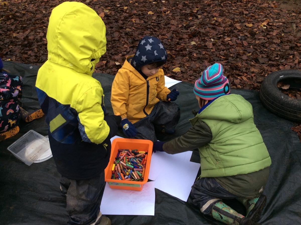 After chatting about all the wonderful things that trees give us (oxygen, fruit, leaves, forests, wood), we had a go at bark rubbing.