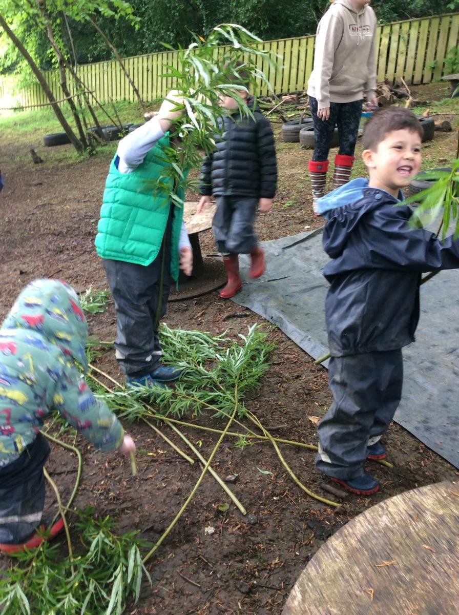 Then we used some lengths of willow to make crowns.