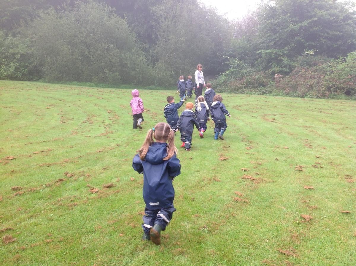 September 8th. Our new Reception Class were very excited to head up the field to the woods today.