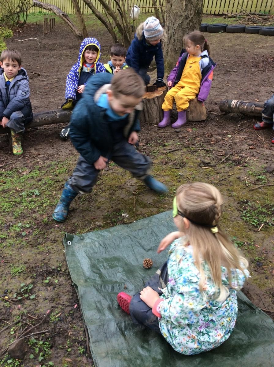 April 22nd. Reception Class played Sleeping Bear this morning.