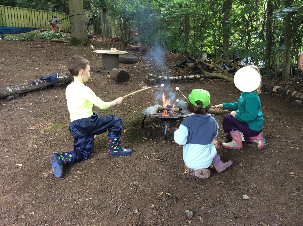 We toasted marshmallows on the fire.