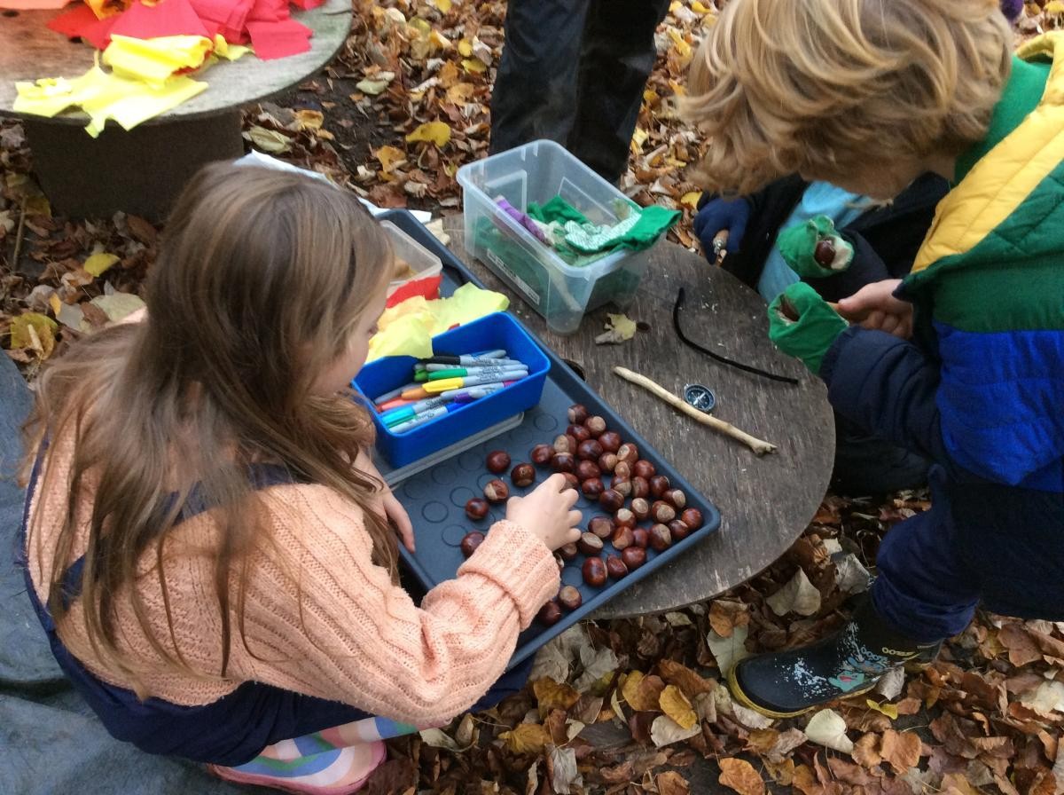 November 8th. Class 2 (Years 3 and 4) enjoyed crafting with conkers today.