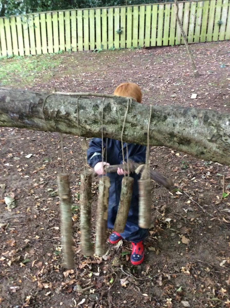 We can play music on the woodland xylophone.