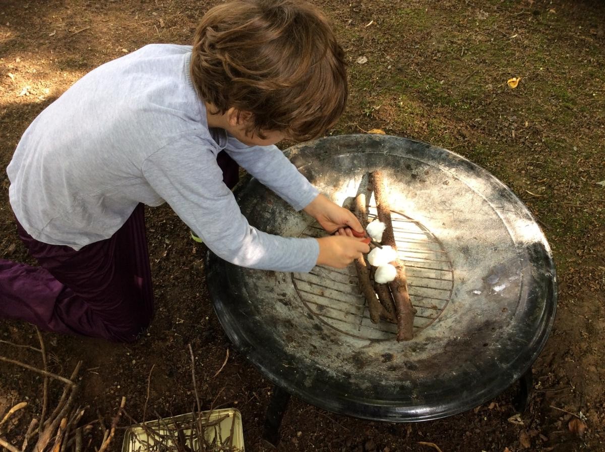 September 6th. Class 1 talked about the three things a fire needs - heat, oxygen and fuel. We collected fuel for the fire and lit it.