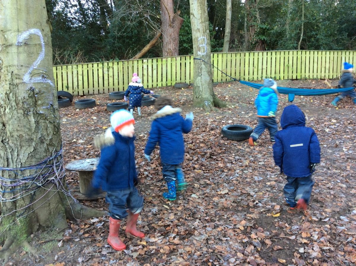 We scampered around the woods like woodland creatures before finding a tree to stand beside, hoping not to be out!