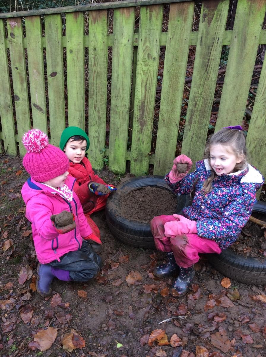 Making 'clay' pots.