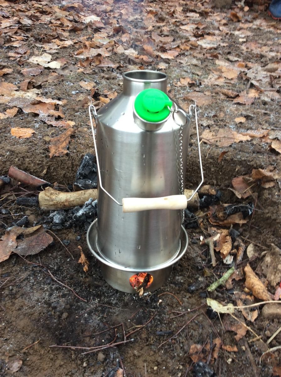 We used our Kelly kettle to boil water for the first time. It was very exciting when the kettle whistled when the water boiled! 