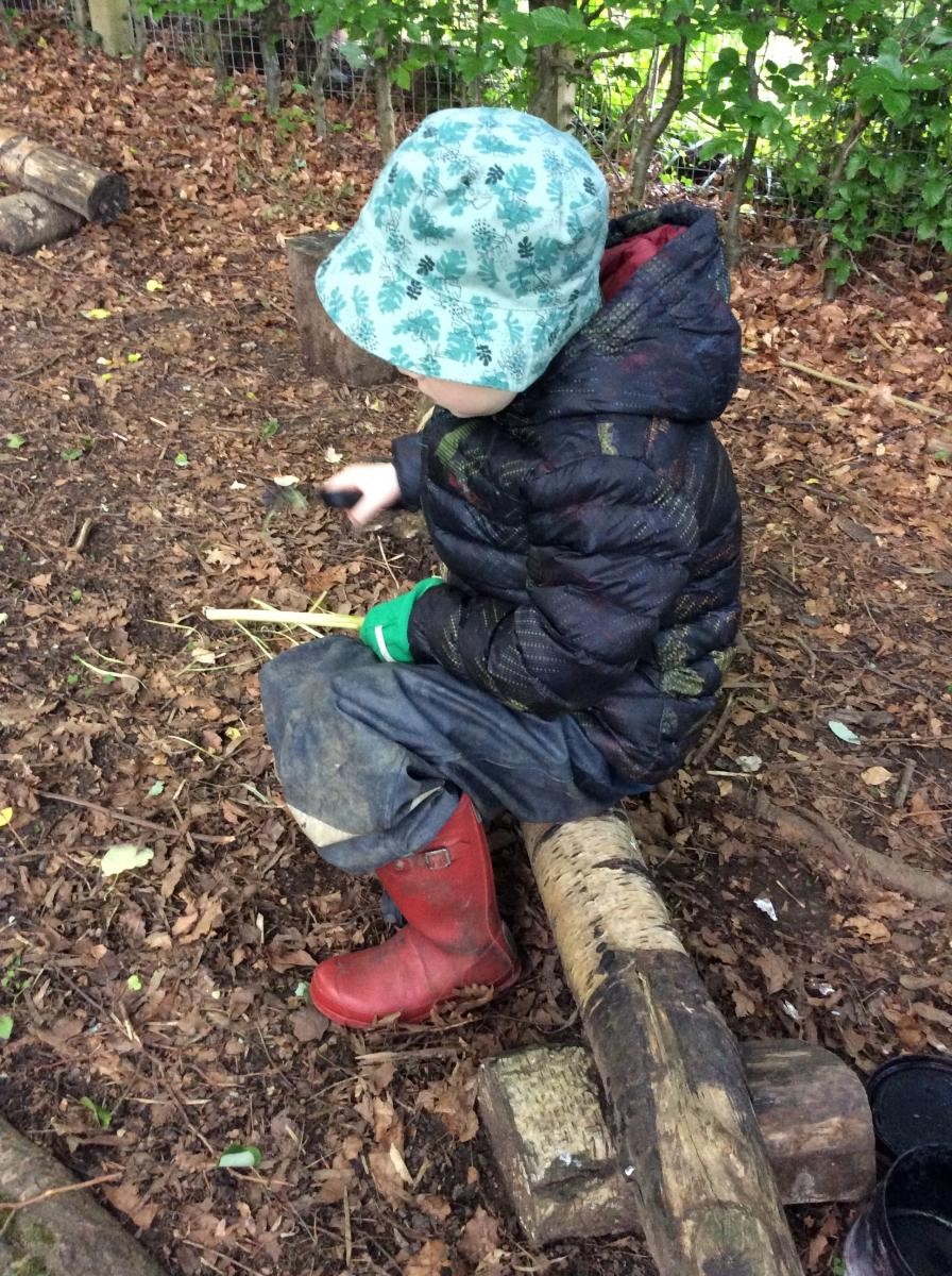 We peeled some lengths of willow in preparation for making them into charcoal next week.