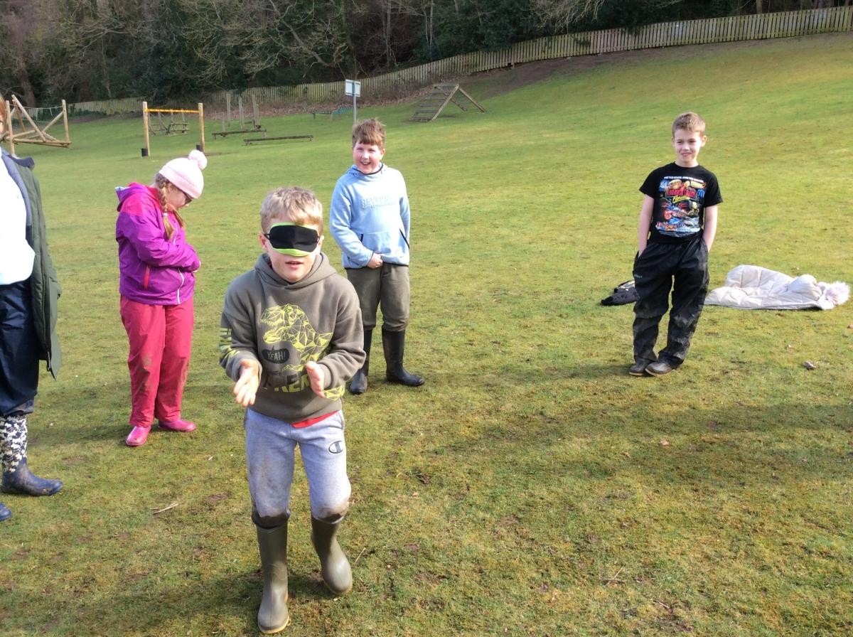 Next we went onto the field and played Bat and Moth. The blindfolded bat used echolocation to catch the moths.