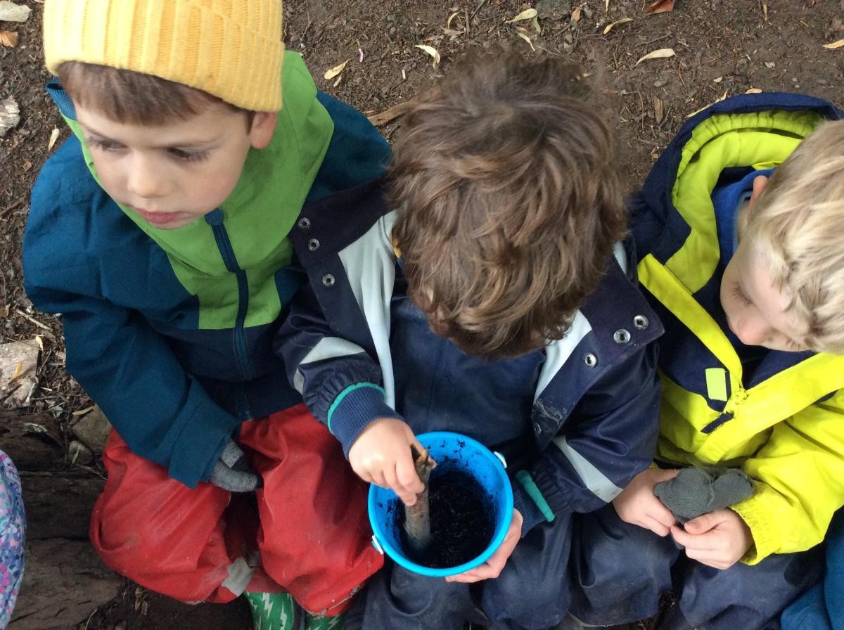September 25th. Reception and Class 1 did lots of painting in the woods today.