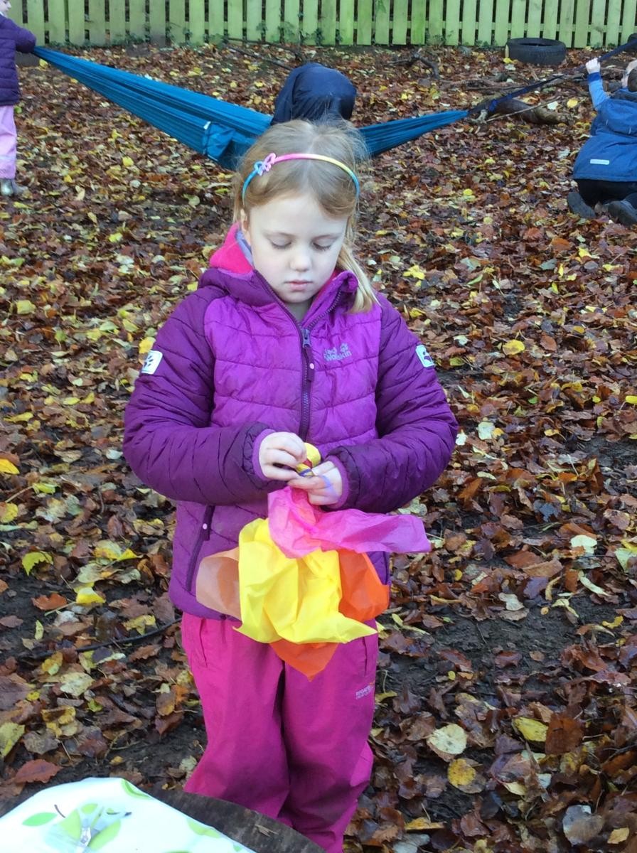 We wrapped a conker in tissue or crepe paper.