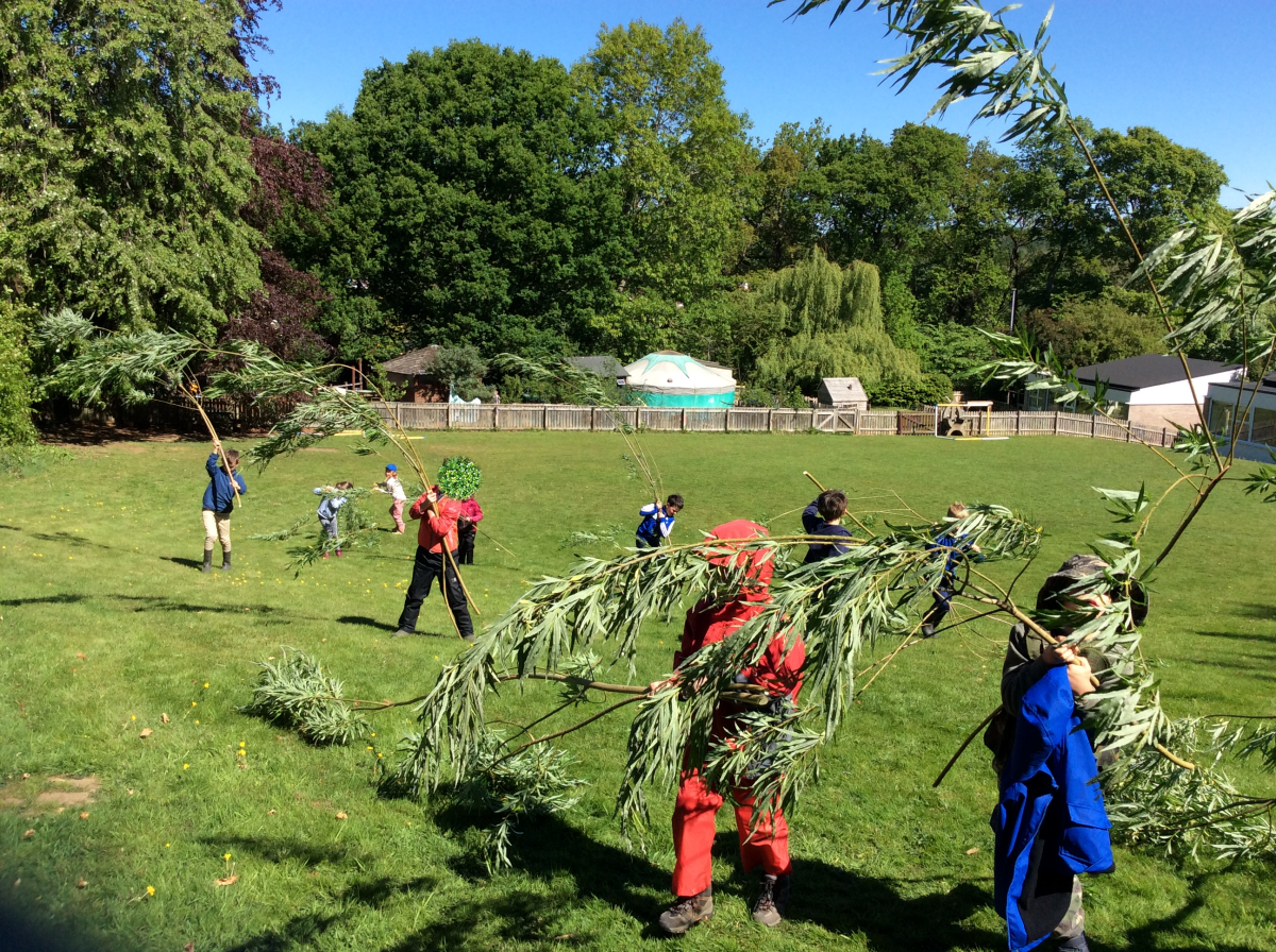 Week 3. Class 1 went to the Secret Garden to collect some willow.