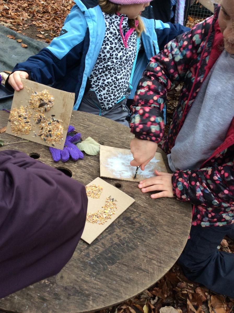 Our first challenge was to make some mosaic bird feeders.