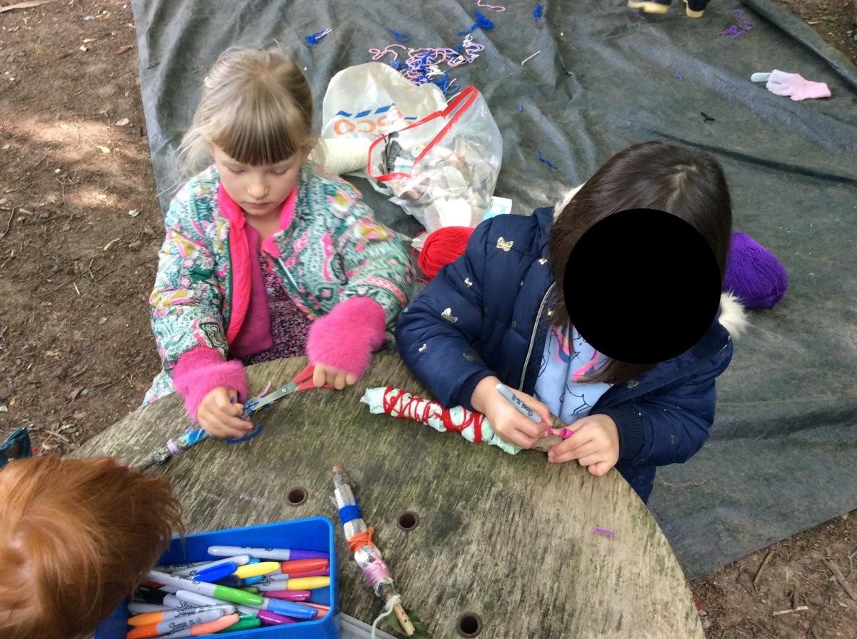 We drew their faces on with markers.