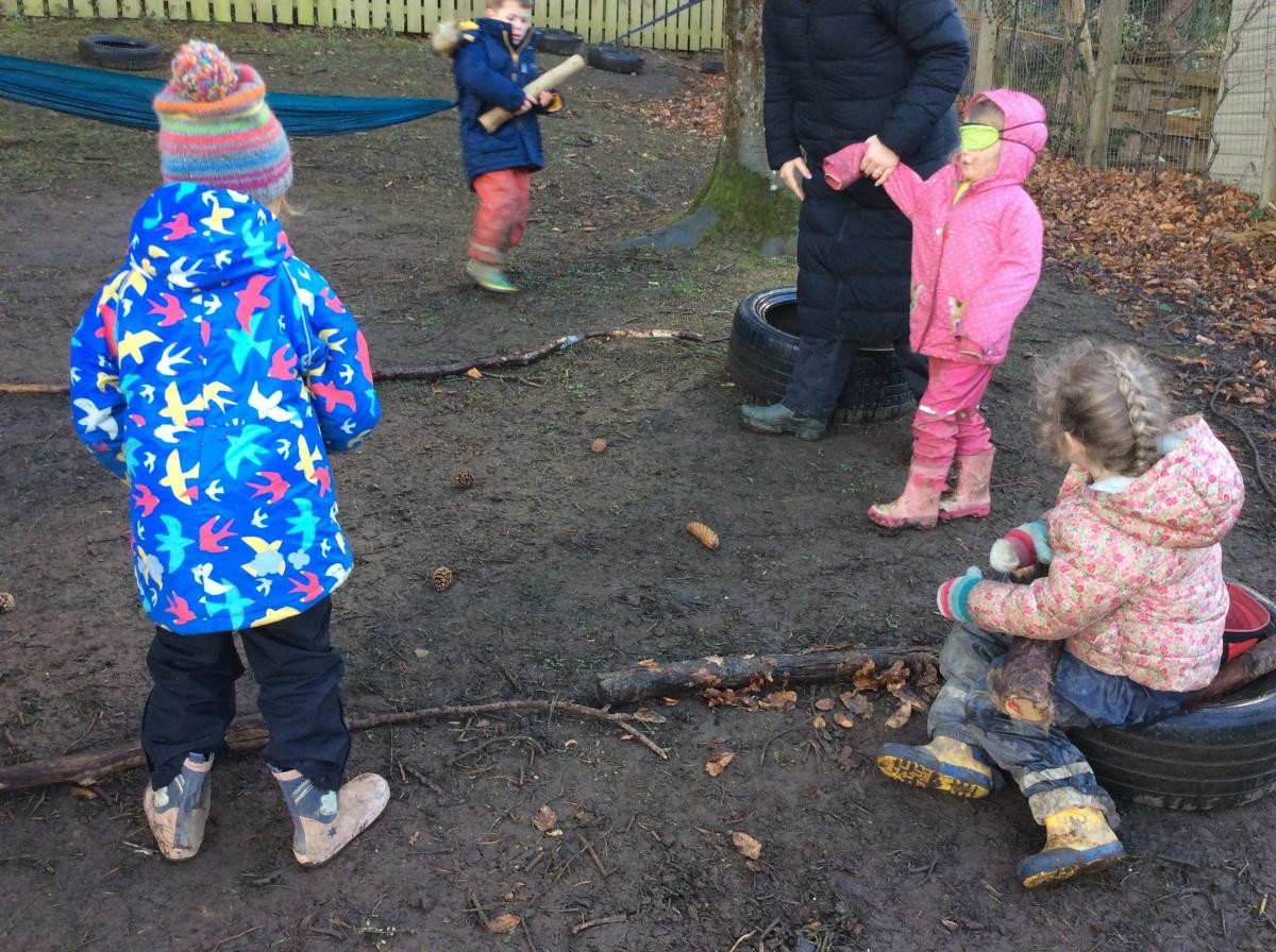 Week 9. Reception Class played Minefield for the first time and had to listen carefully to their friends' directions.