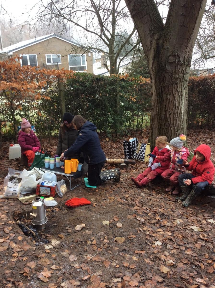 We made hot chocolate to warm us up in the sub zero temperature!