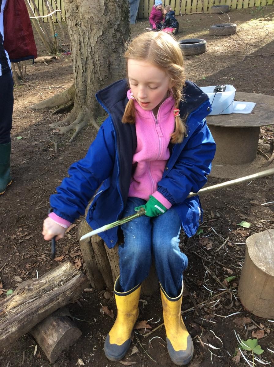 Sometimes we peel and sharpen willow sticks to make different things.