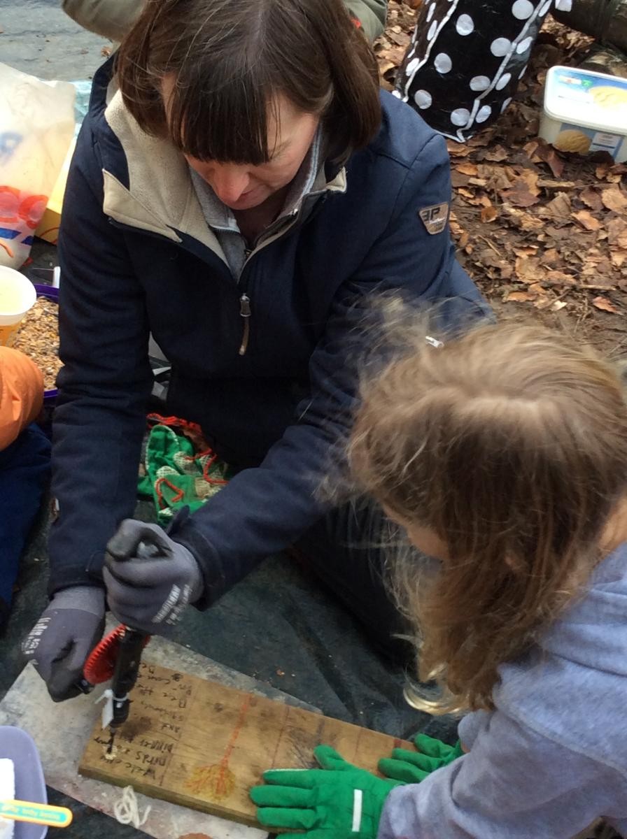 We used our new hand drill to make a simple bird table.