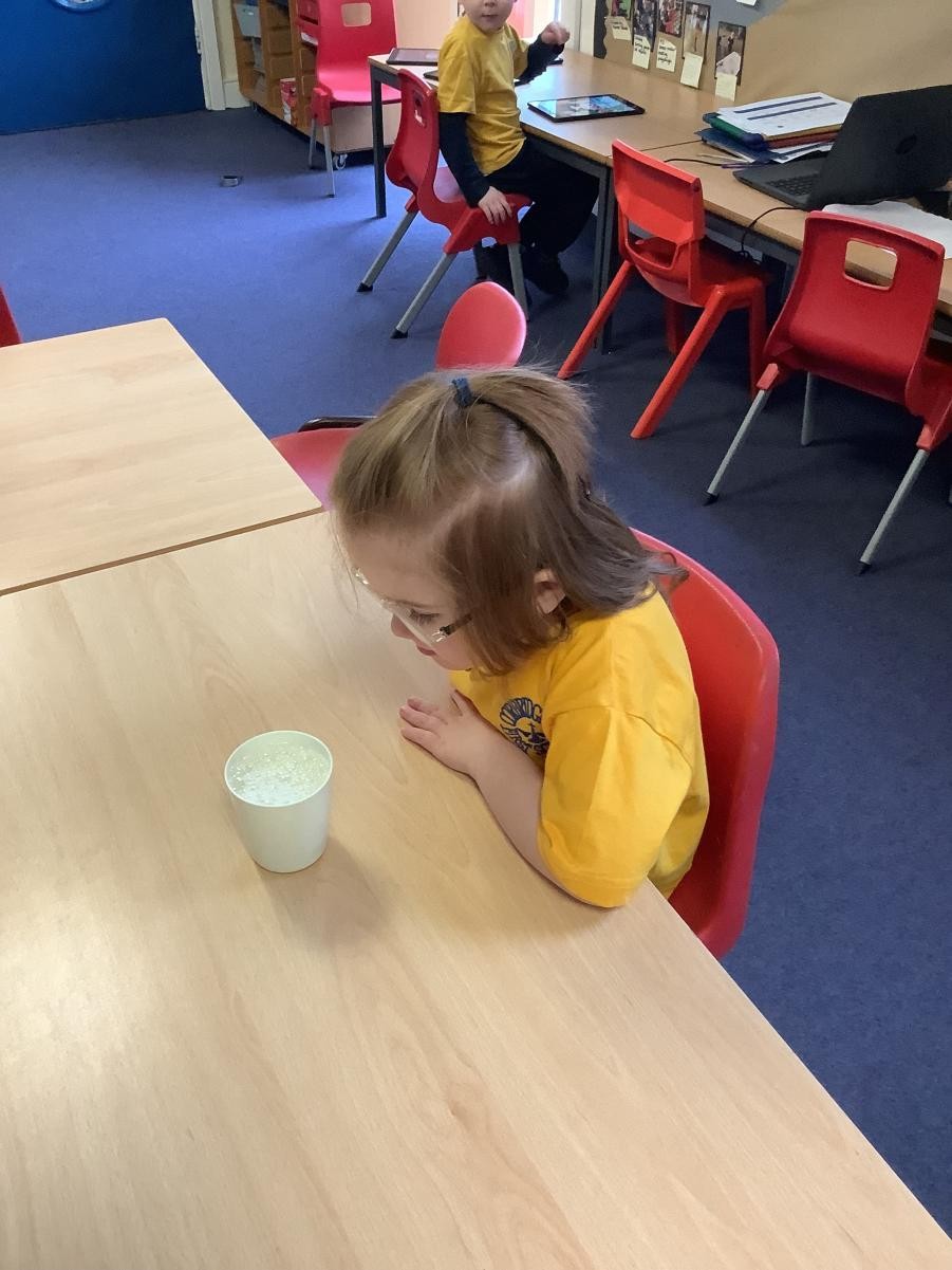 Making fizzy volcanoes- we were so excited