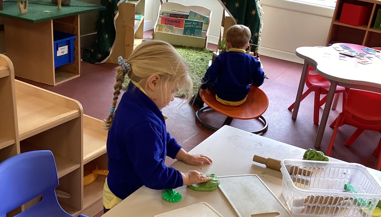 Being creative with the playdough.