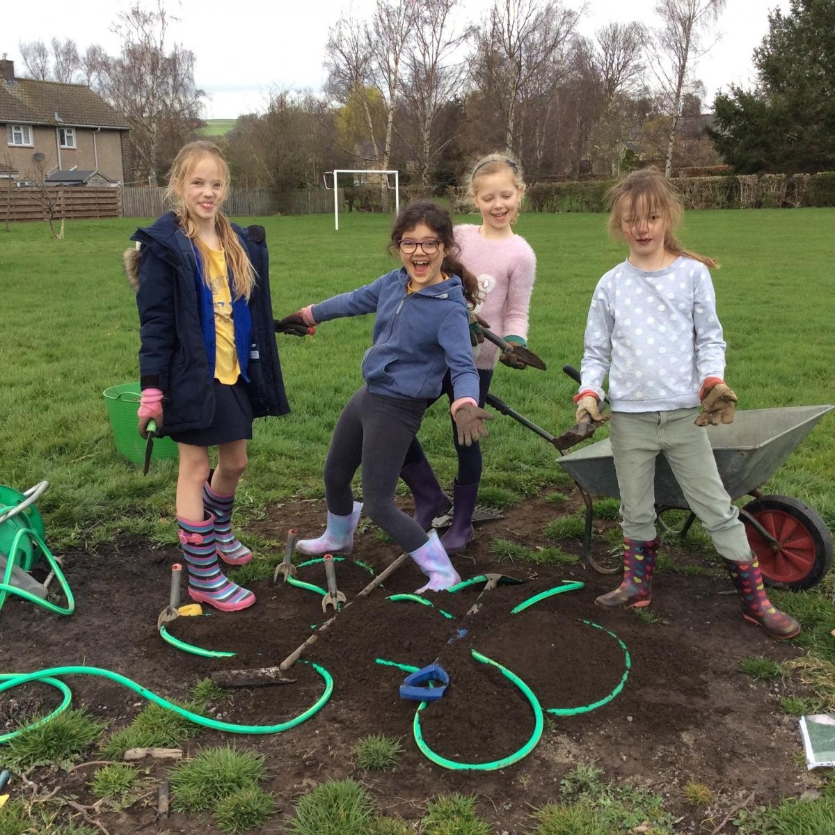 Casie the dog started taking shape today . This Is Daisies and Isabelle's  design project for the school allotment.