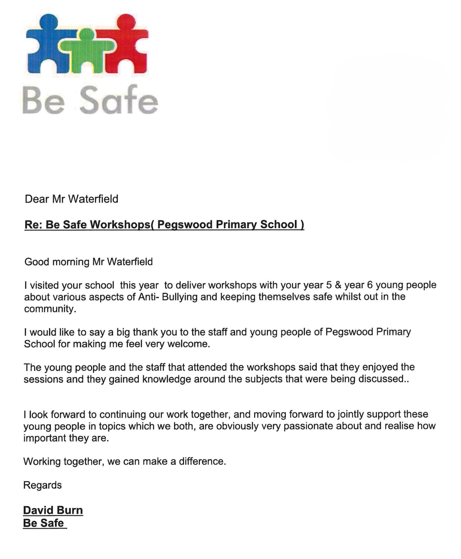 Be Safe workshop - Sept 26