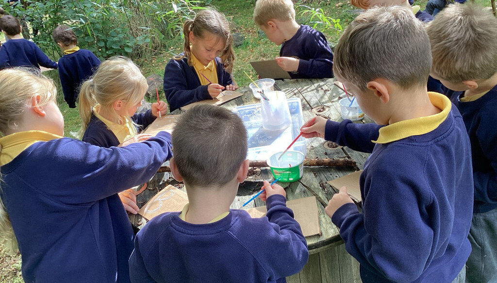 Making their names with items found in the woods