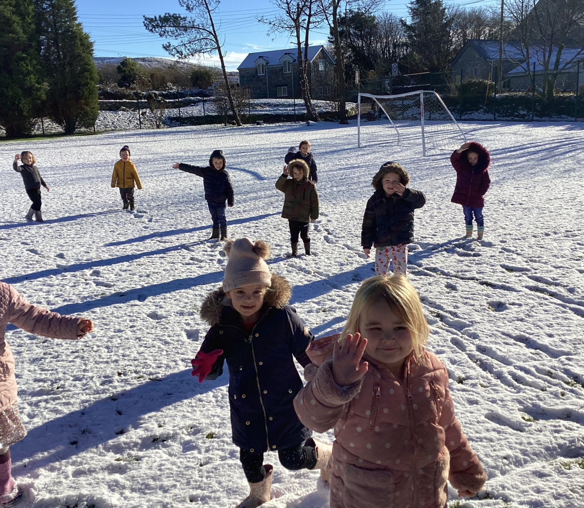 We like to make the most of the special weather - Nursery and Reception Children enjoying the snow in the school grounds. 