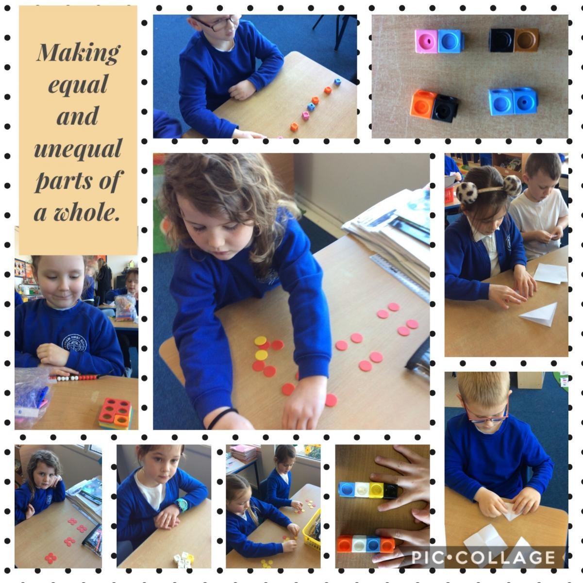 Investigating equal and unequal parts in our fractions work.