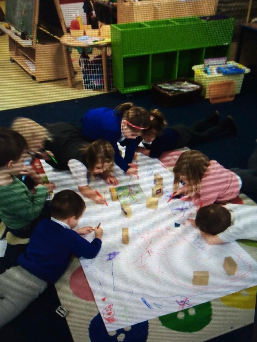 Nursery recognising and playing with places they know in Hexham. 