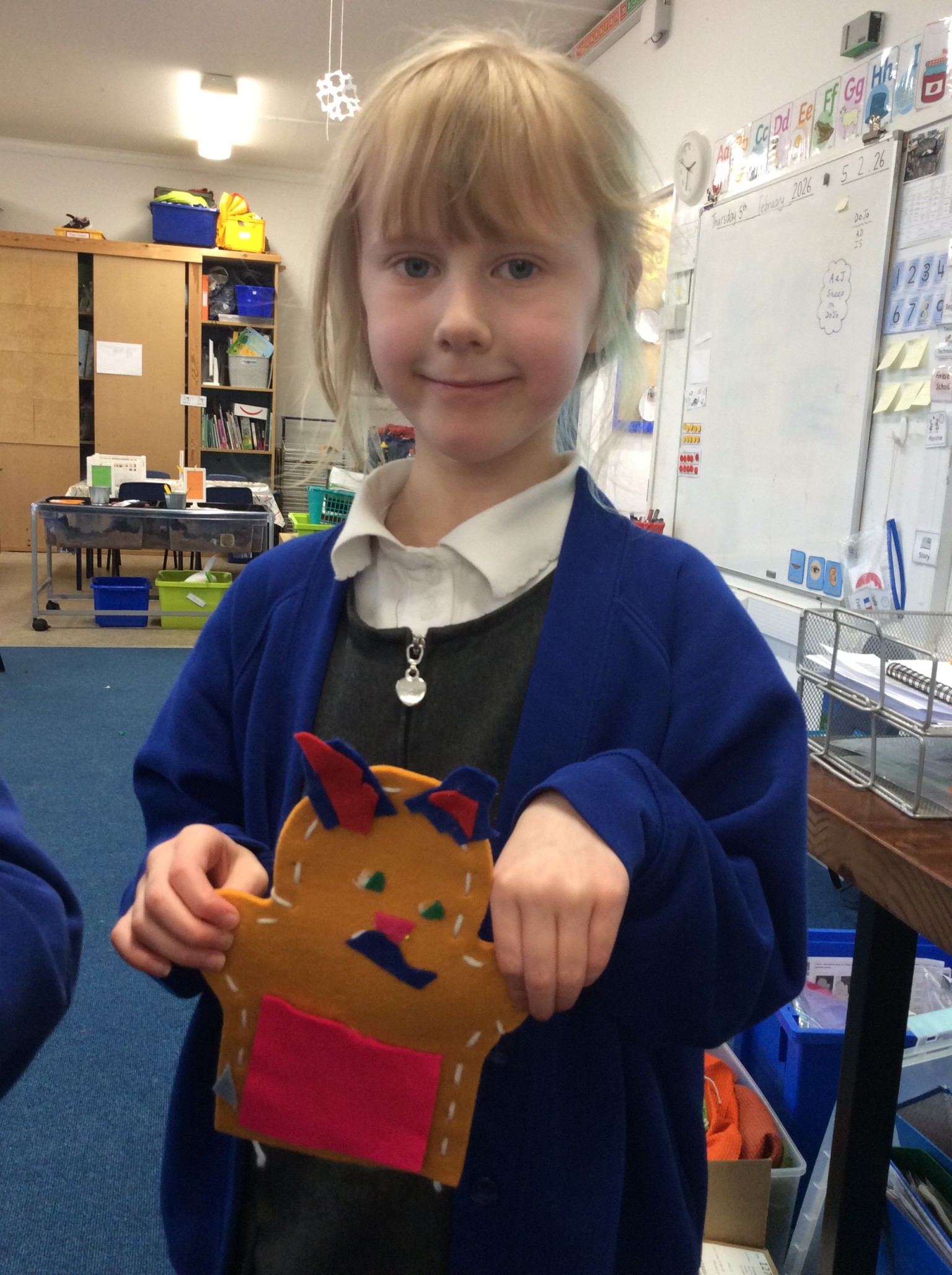 We sewed our own hand puppet. 