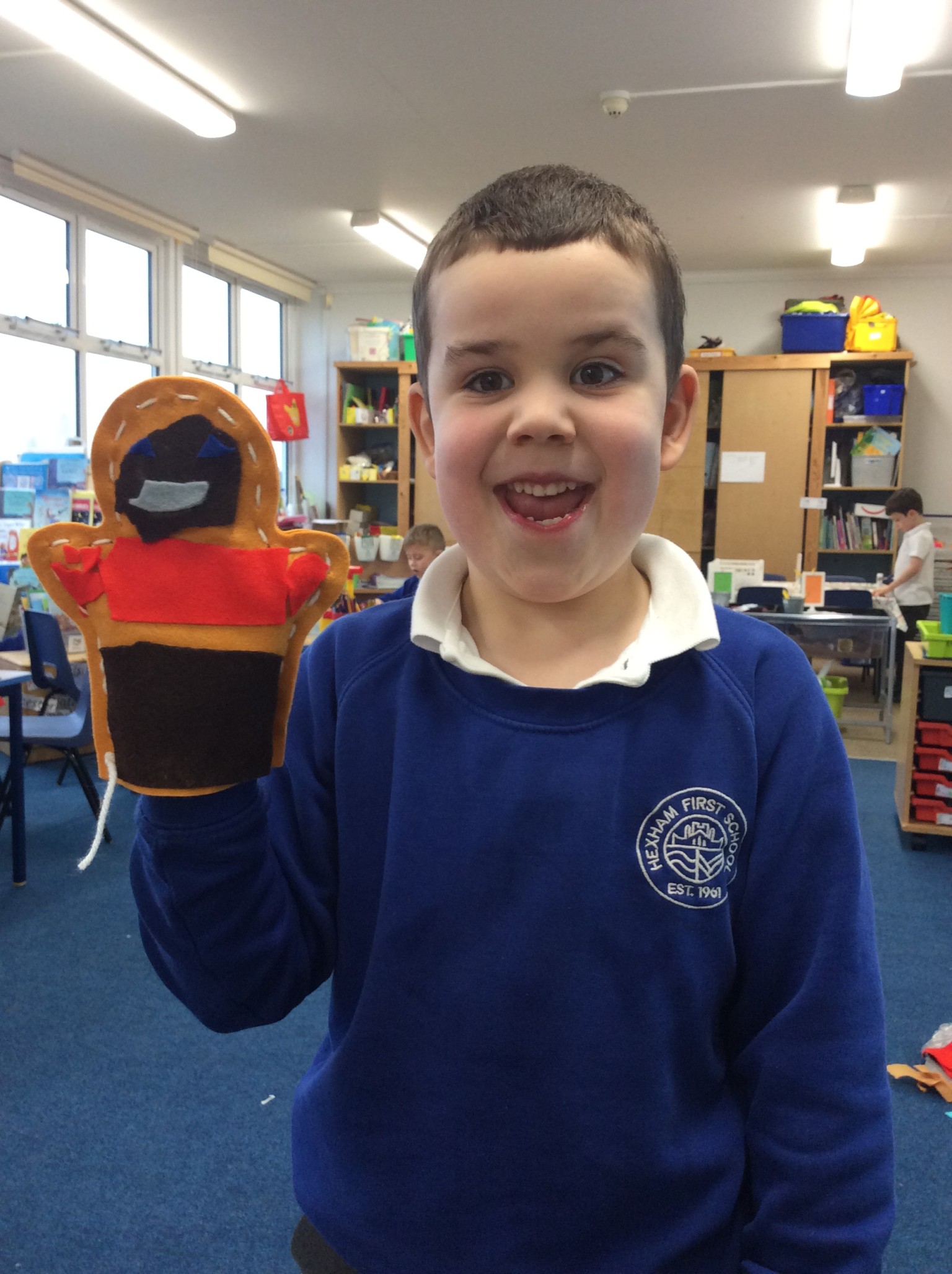 We sewed our own hand puppet. 