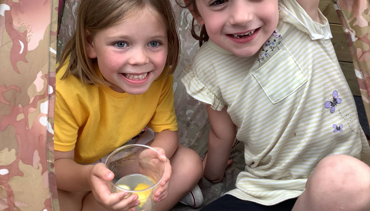 Enjoying homemade lemonade for Wear Yellow Day