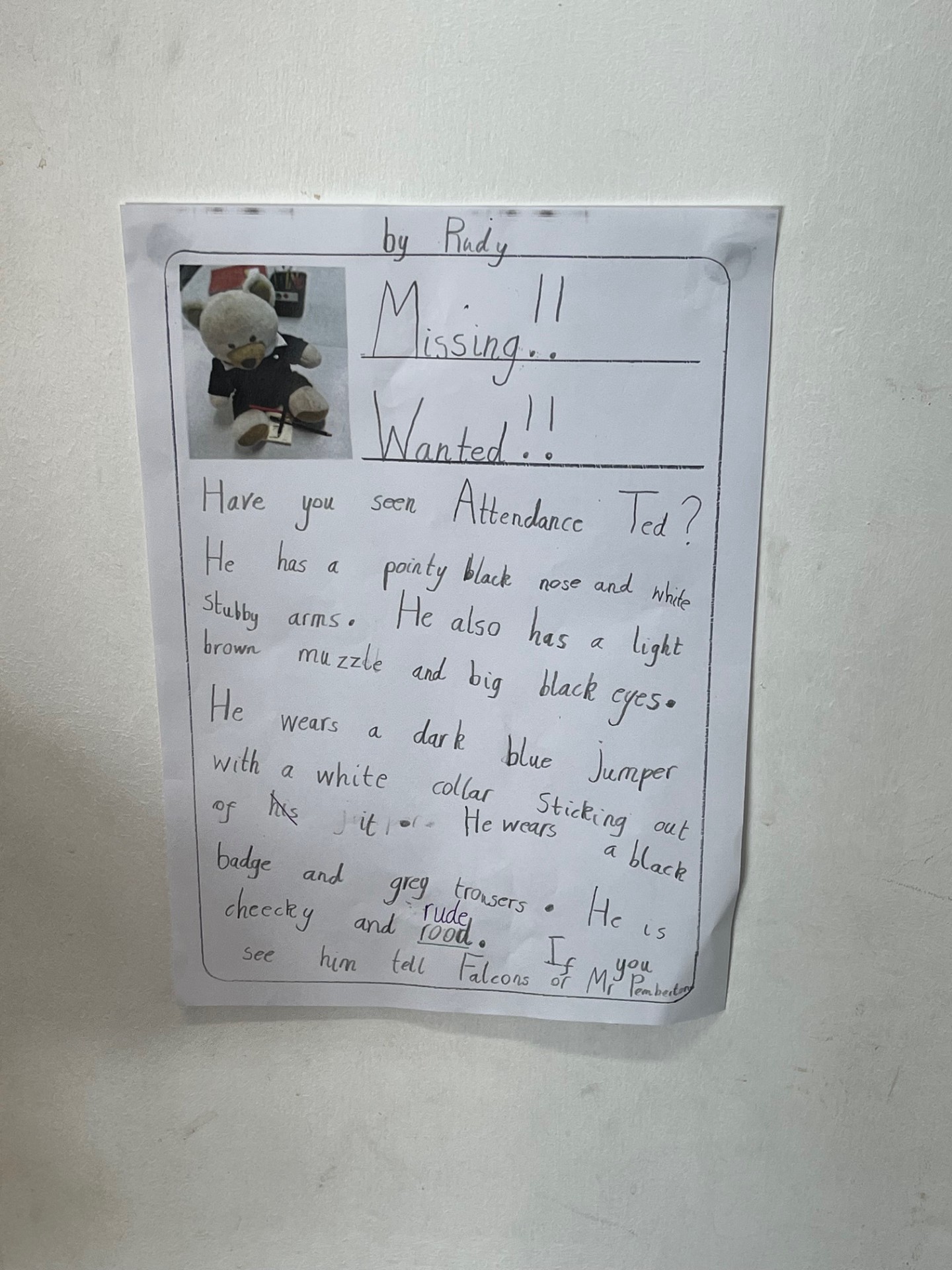 Attendance Ted has gone missing!!