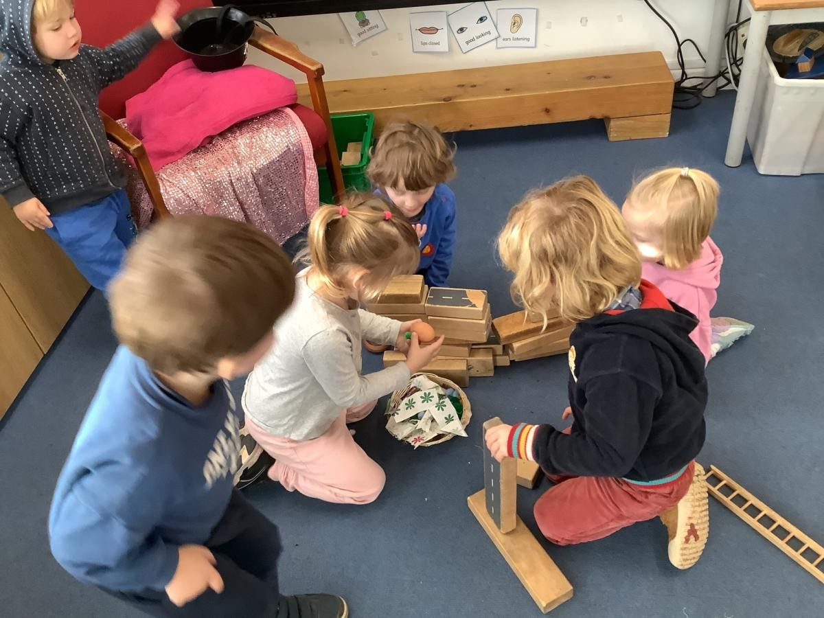 Children playing with construction