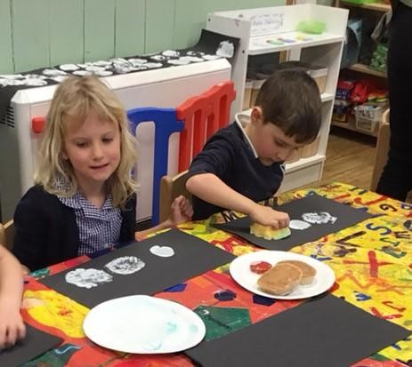 We are learning all about space this term and the children have been learning about the moon - even printing moons using crumpets! 