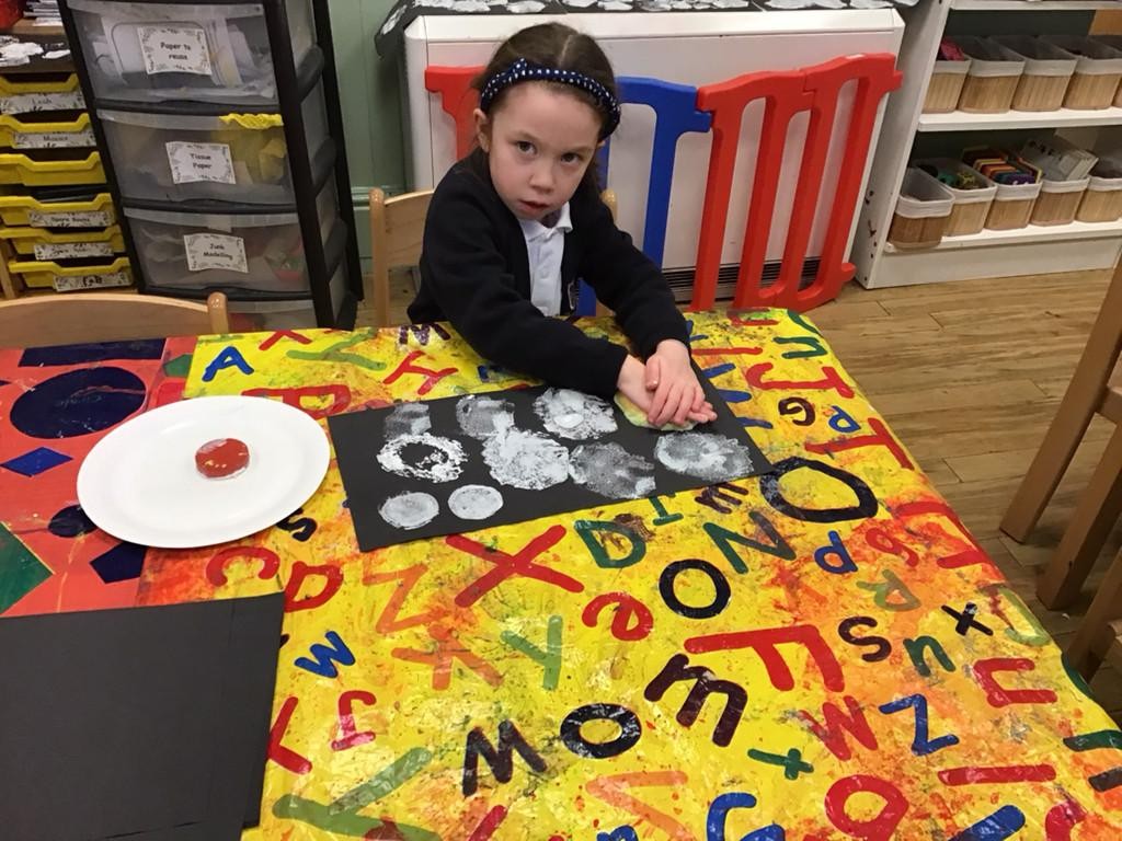 We are learning all about space this term and the children have been learning about the moon - even printing moons using crumpets! 
