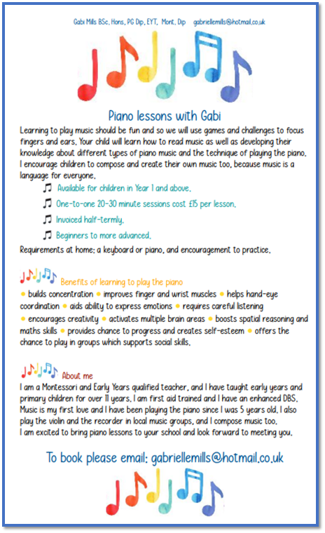 Piano lessons with Gabi