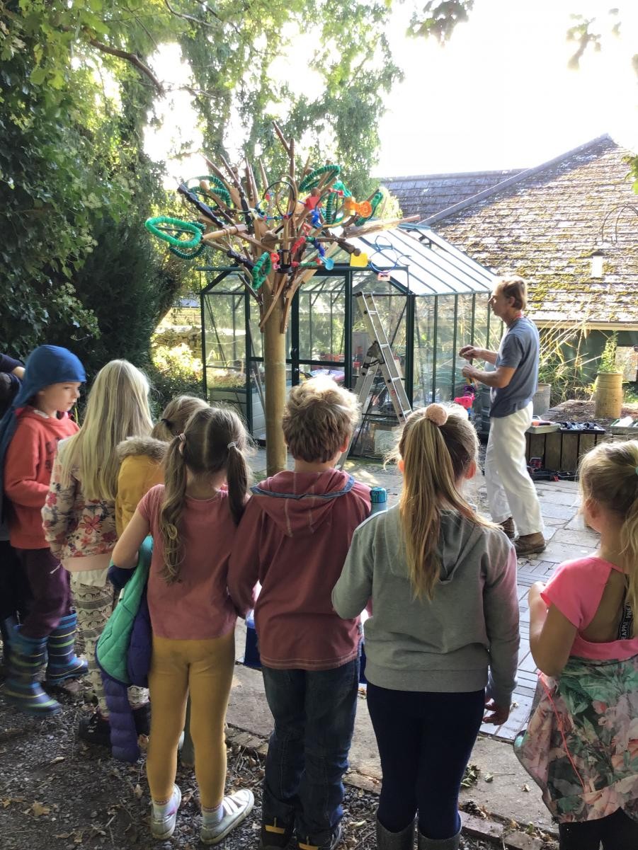 An exciting moment...the installation of our 'beach' tree