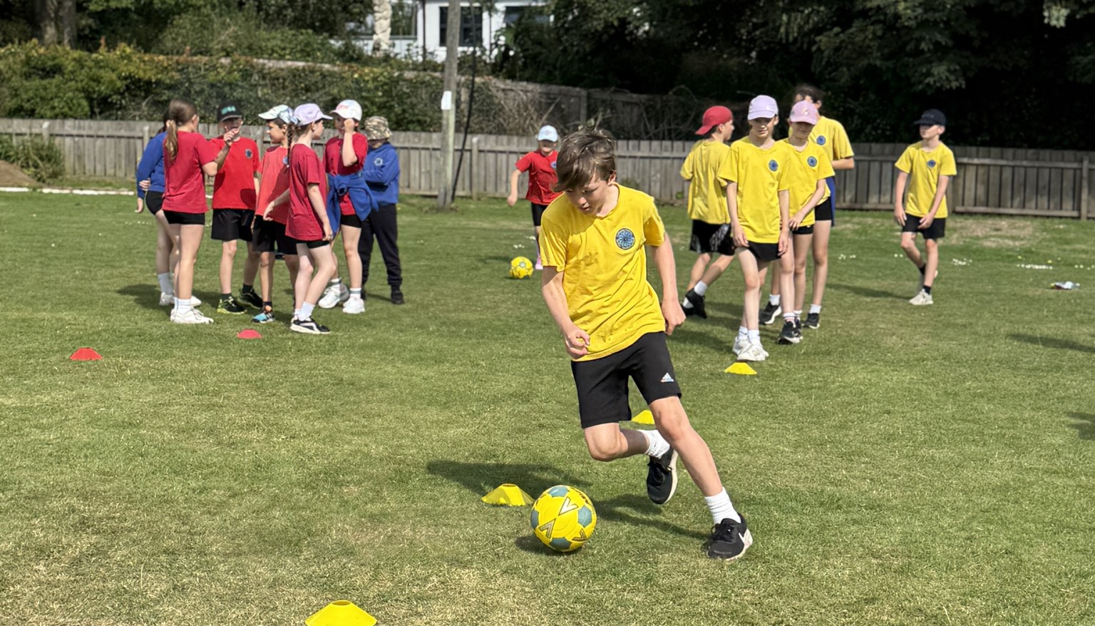children playing football 
