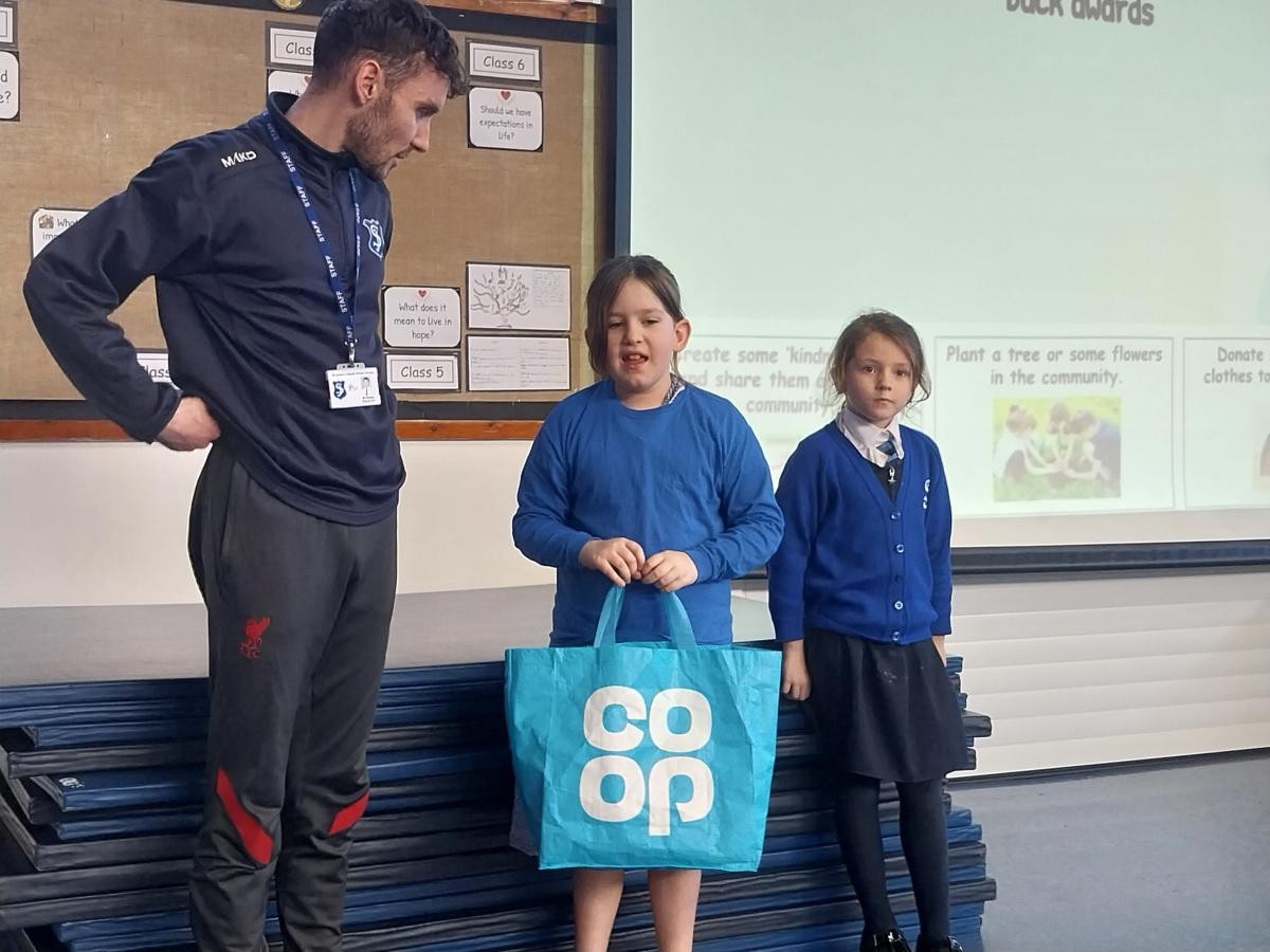 Hazel gave some old uniform to help our local families.