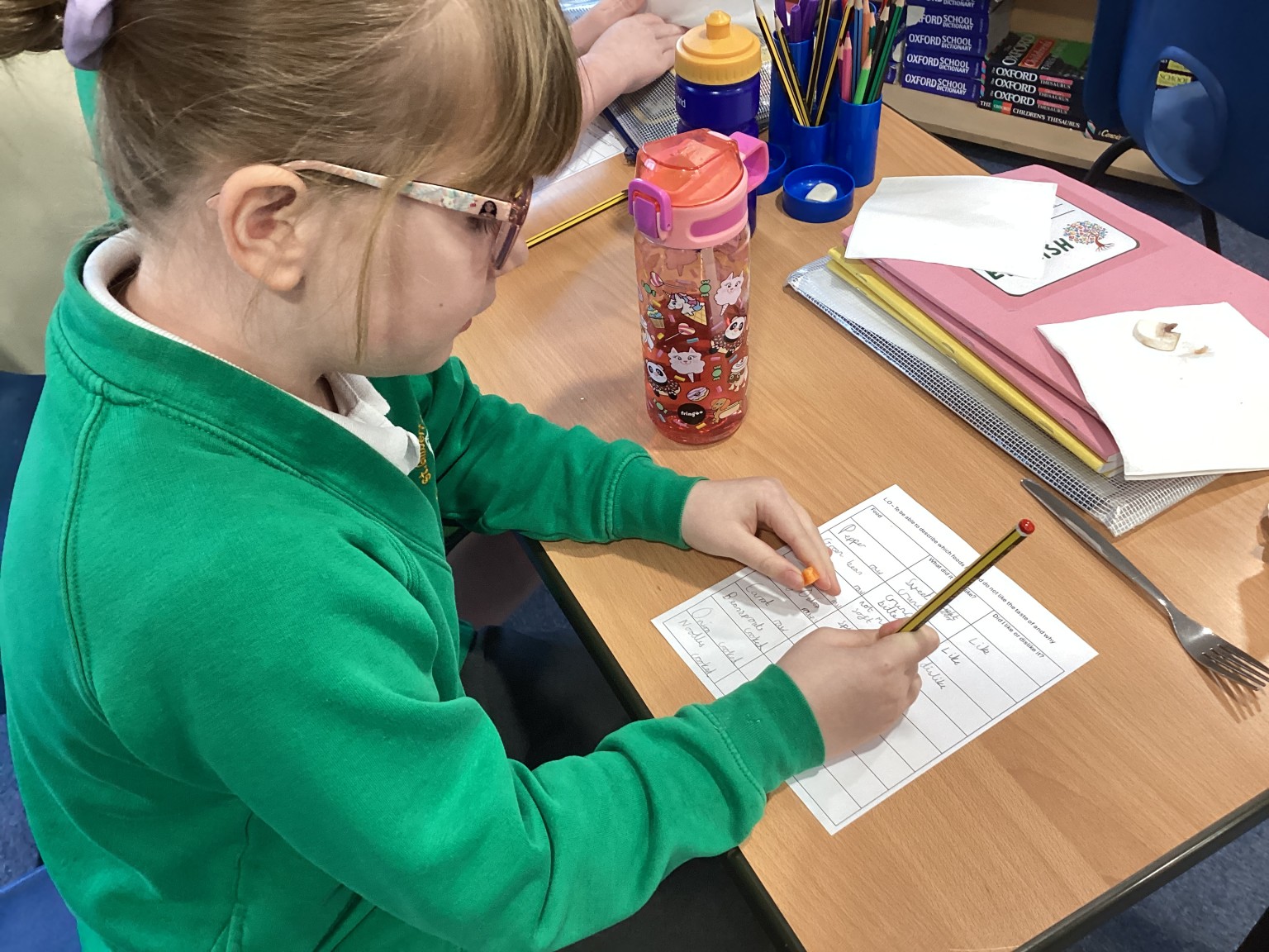 We described the different elements of the stir fry and stated whether we liked or disliked it. 