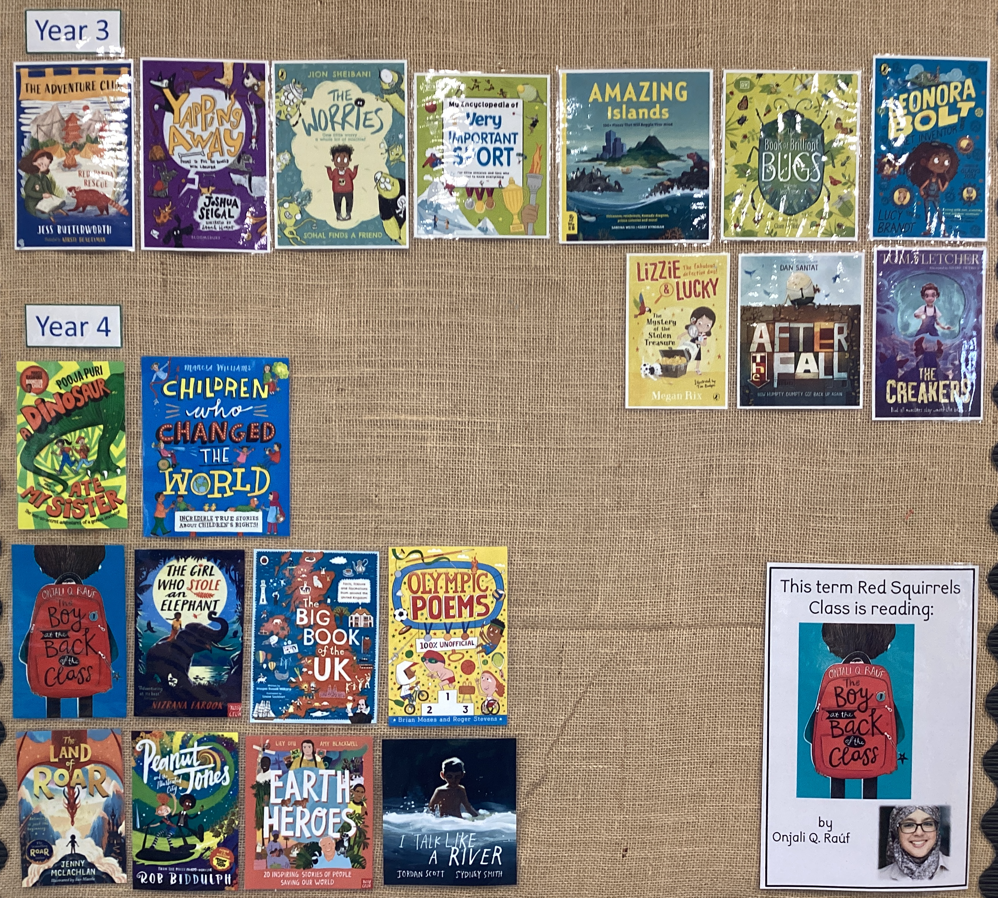 Our Reading Spine books and Autumn Class book